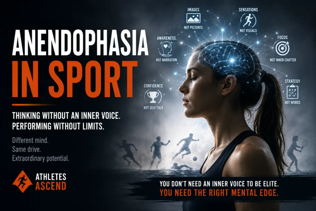 Female athlete representing anendophasia in sport, illustrating how athletes can perform at a high level without an inner voice or internal monologue.