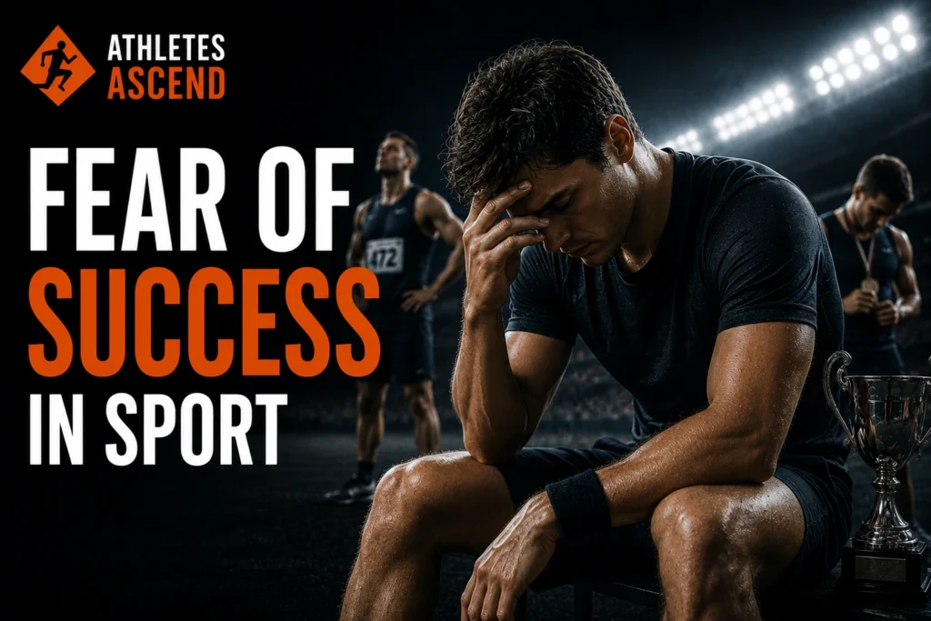 Male athlete illustrating fear of success in sport, showing the psychological pressure of achievement, expectation and high performance.