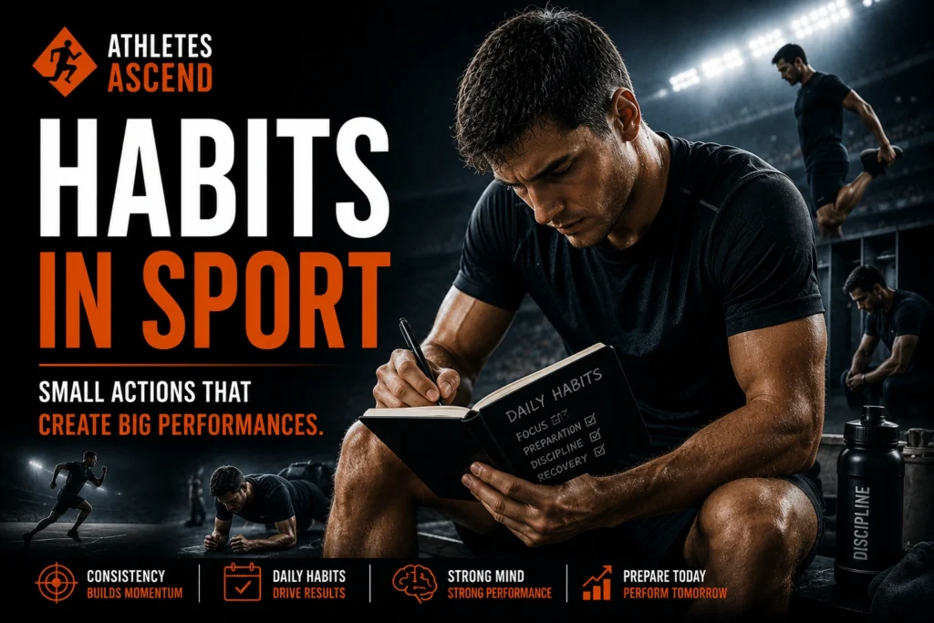 Male athlete developing positive habits in sport by planning, preparing and building consistent daily routines to improve performance.