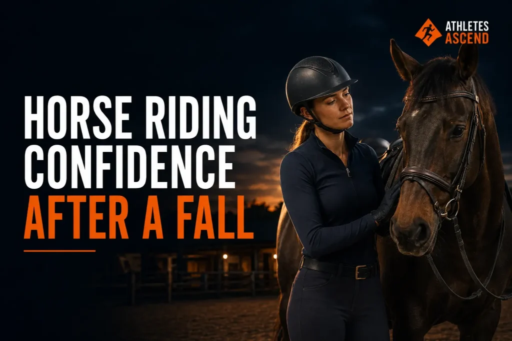 Horse rider rebuilding confidence with her horse after a fall