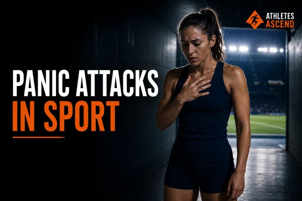 Athlete experiencing symptoms of panic before entering a stadium to compete