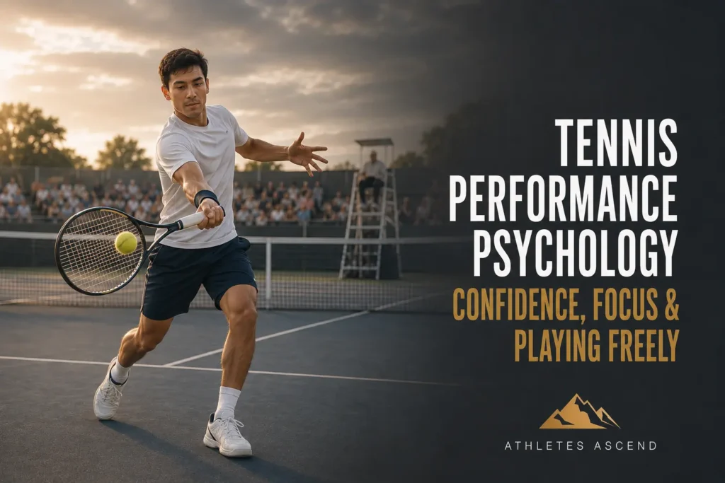 Central Asian male tennis player striking a relaxed forehand during a competitive match.